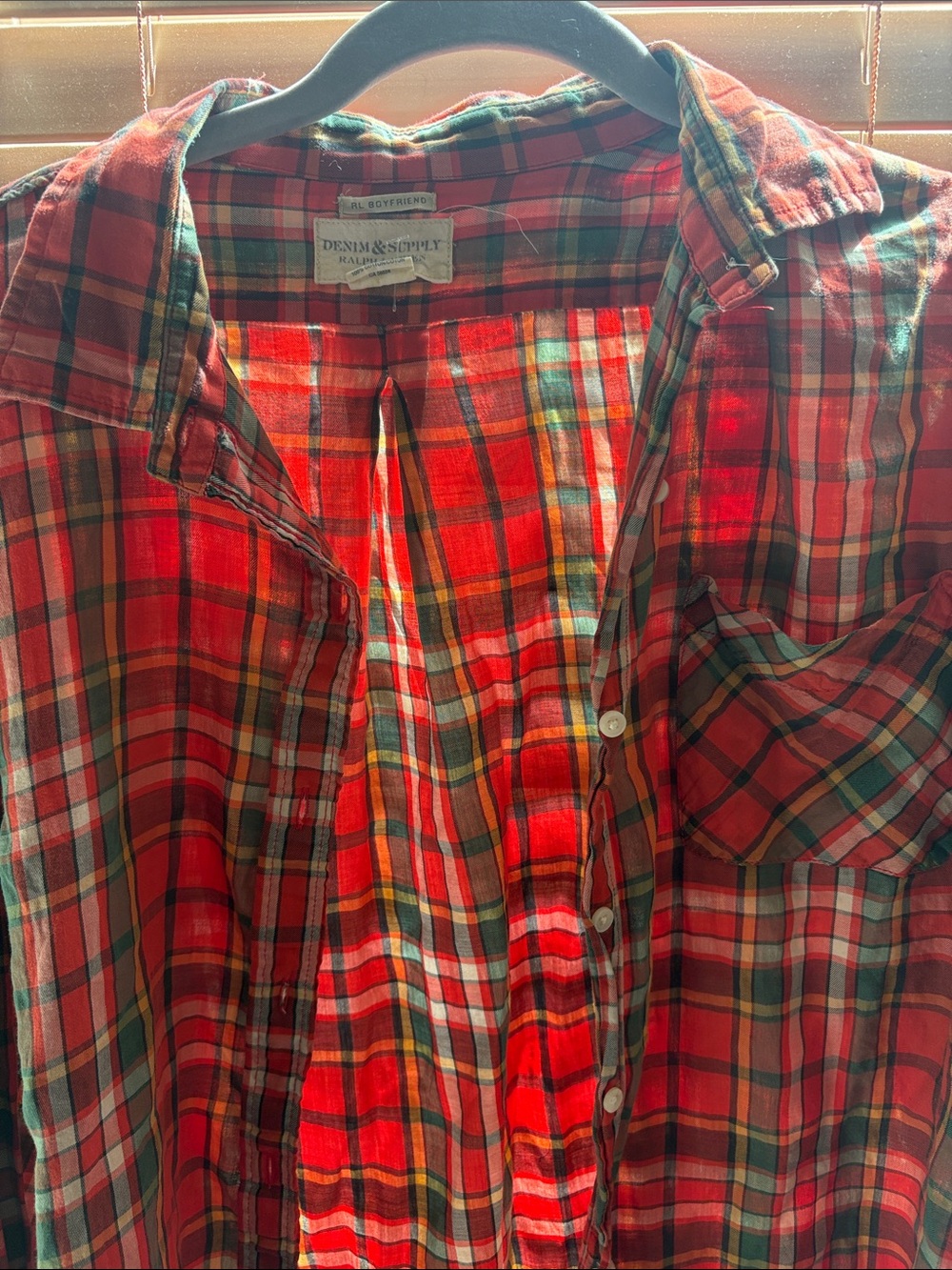 Denim & Supply Ralph Lauren Red and Green Plaid Button-Down Shirt